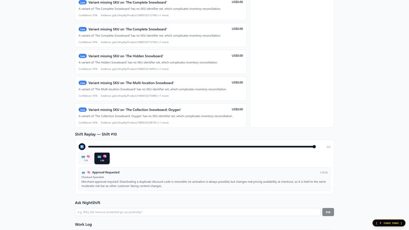 NightShift — an autonomous AI ops fleet for Shopify – screenshot 14