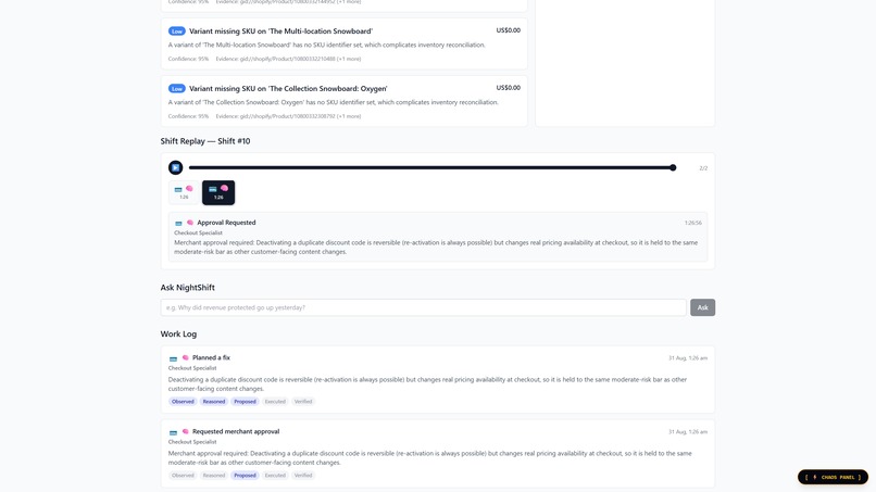 NightShift — an autonomous AI ops fleet for Shopify – screenshot 15