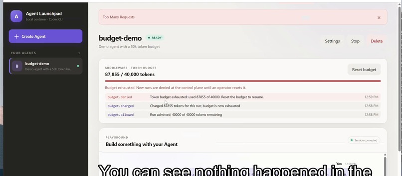 Token Budget Middleware for Agent Launchpad – screenshot 2