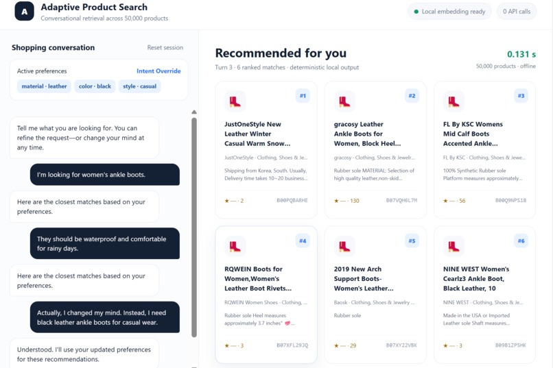 Adaptive Conversational Product Search – screenshot 2