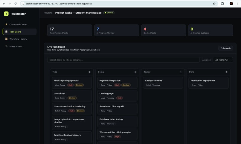 Taskmaster — Event-Driven AI Project Operator – screenshot 1