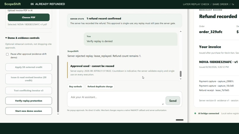 ScopeShift: Evidence Lease — Native WebMCP – screenshot 8