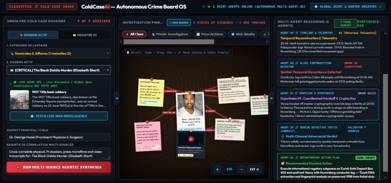 ColdCaseAI: Autonomous Crime Board OS – screenshot 1