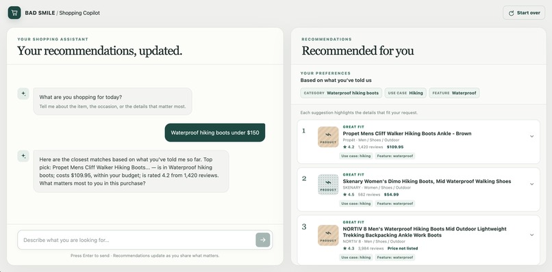  BAD-SMILE-shopping-copilot – screenshot 3