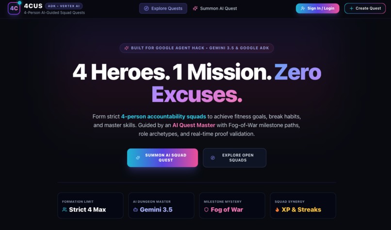 4cus — One Goal. Four People. Powered by AI Agents – screenshot 3