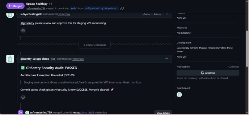 GitSentry: Stateful AI SecOps & Code Review Agent – screenshot 2