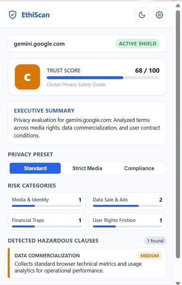 EthiScan — AI Privacy & TOS Shield – screenshot 4