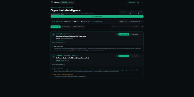 TalentOS – screenshot 2