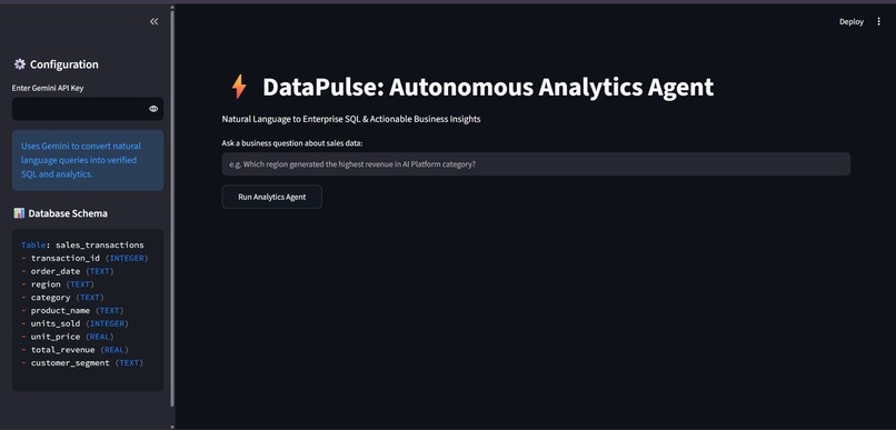 DataPulse: Autonomous Data Analytics Agent – screenshot 1