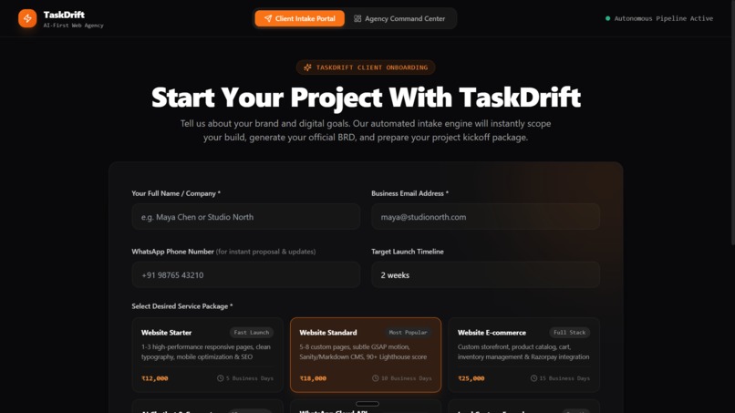 TaskDrift Onboarding Agent – screenshot 1