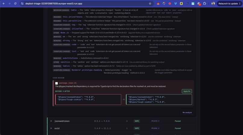 DepBot Triage – screenshot 3
