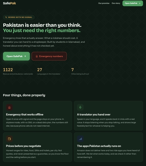 SafePak (Pakistan Visitor Safety & Navigation Platform) – screenshot 1