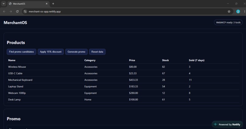 MerchantOS — WebMCP Storefront Co-pilot – screenshot 2