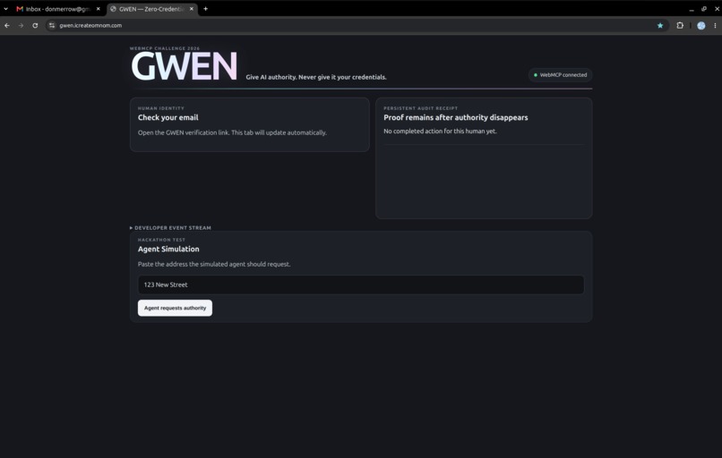 GWEN Zero-Credential Agent Authority – screenshot 3