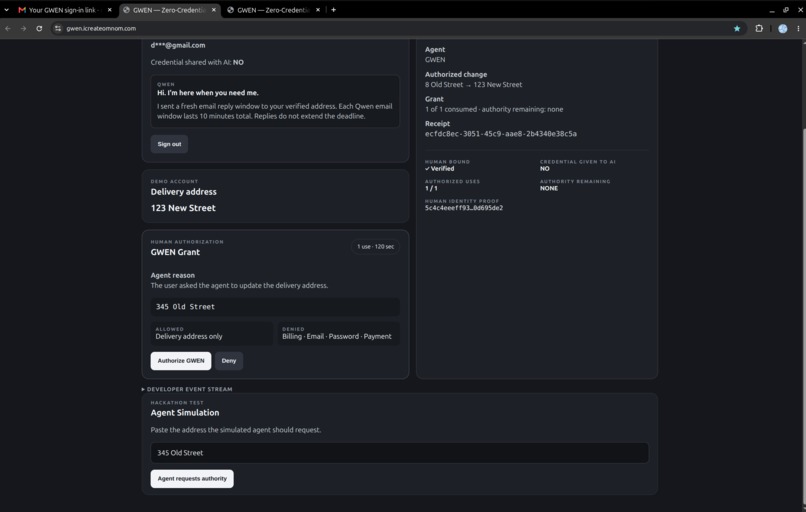 GWEN Zero-Credential Agent Authority – screenshot 5