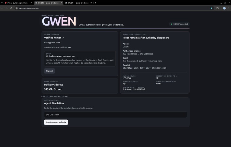 GWEN Zero-Credential Agent Authority – screenshot 7
