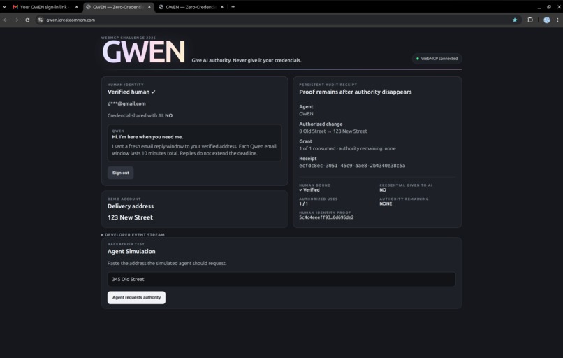 GWEN Zero-Credential Agent Authority – screenshot 4