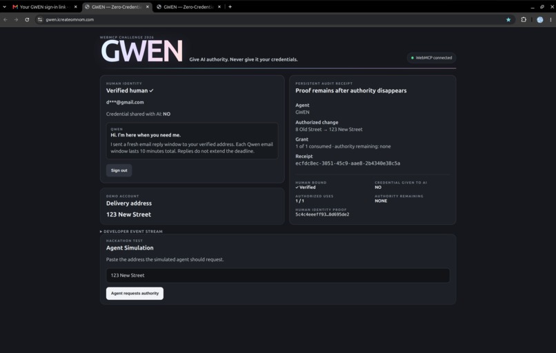GWEN Zero-Credential Agent Authority – screenshot 1