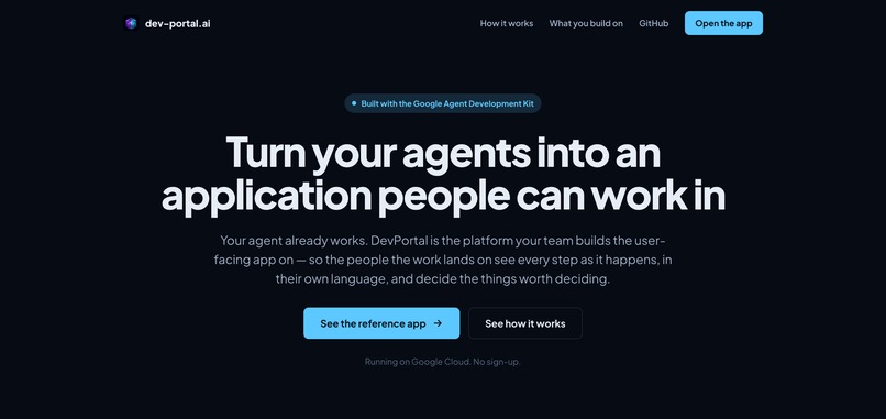 DevPortal — Governed Agentic Application Platform – screenshot 1