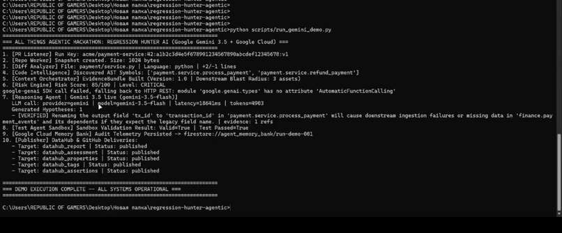 Regression Hunter AI — Autonomous Pre-Deploy Defense Fleet – screenshot 1
