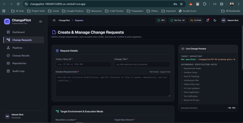 ChangePilot — Autonomous Software Change Platform – screenshot 2