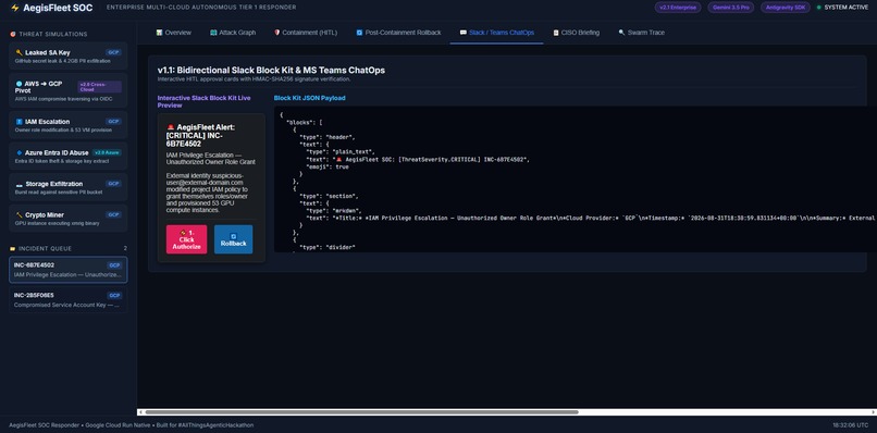 AegisFleet: Autonomous Google Cloud SOC Tier 1 Responder – screenshot 5