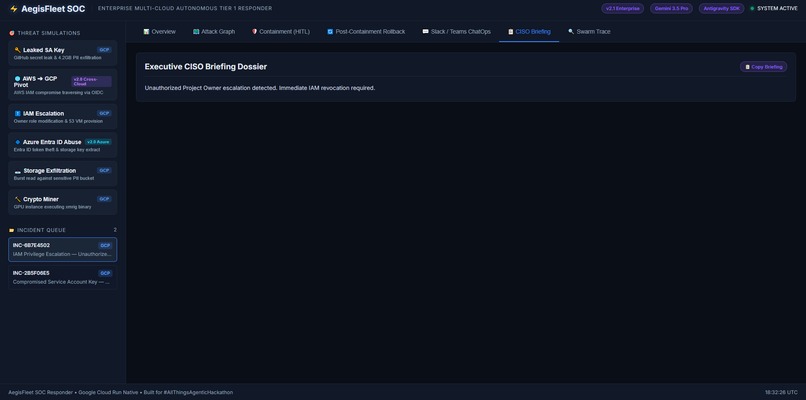 AegisFleet: Autonomous Google Cloud SOC Tier 1 Responder – screenshot 6