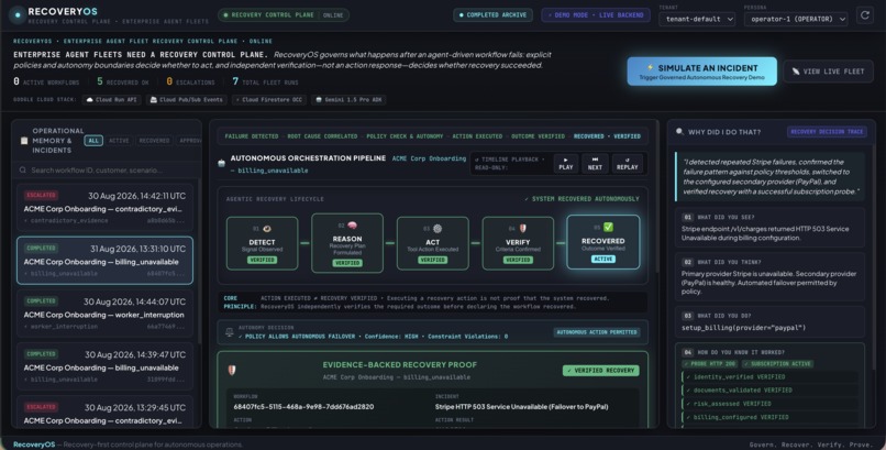 RecoveryOS — Autonomous Recovery Control Plane – screenshot 1