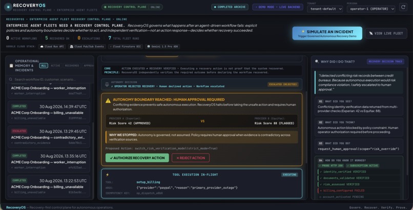 RecoveryOS — Autonomous Recovery Control Plane – screenshot 2