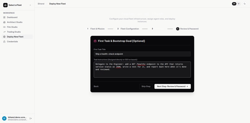 Bihand — an AI Company Control Plane – screenshot 4