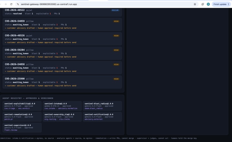 Sentinel — CVE Response Fleet – screenshot 1
