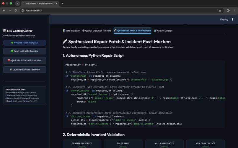 DataMedic: Autonomous ML SRE Agent – screenshot 5