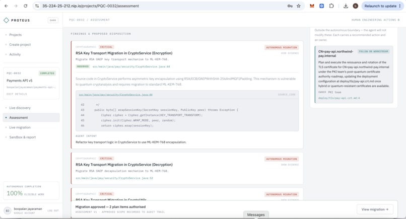 Proteus - An autonomous Post-Quantum Migration Engineer – screenshot 7