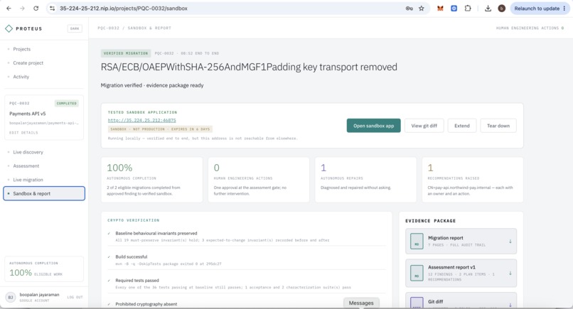 Proteus - An autonomous Post-Quantum Migration Engineer – screenshot 9
