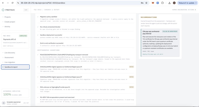 Proteus - An autonomous Post-Quantum Migration Engineer – screenshot 10