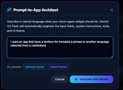 Mignon - Autonomous AI Mini-Apps & Agent Widget Engine – screenshot 1