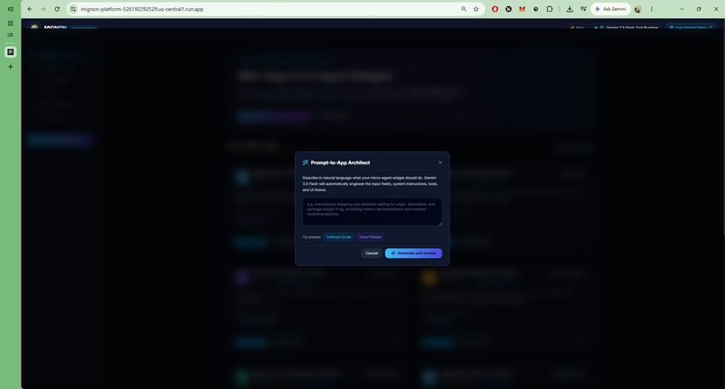 Mignon - Autonomous AI Mini-Apps & Agent Widget Engine – screenshot 2