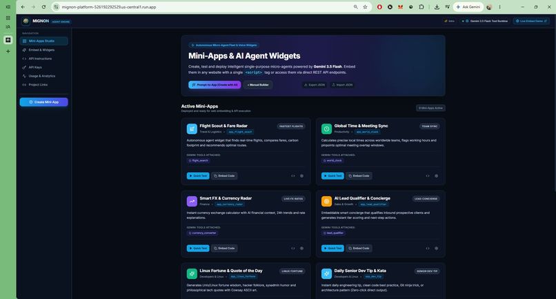 Mignon - Autonomous AI Mini-Apps & Agent Widget Engine – screenshot 14