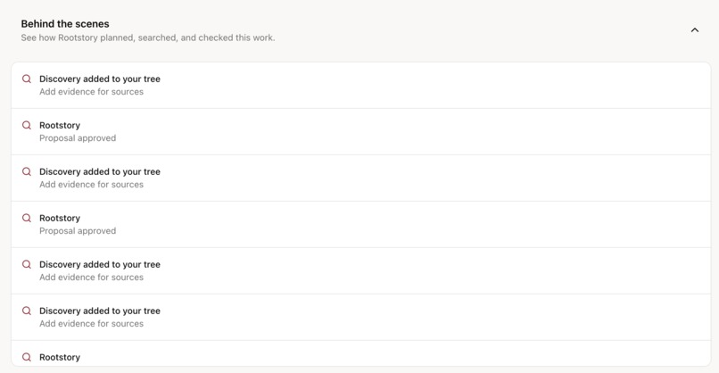 Rootstory Evidence Agent – screenshot 2