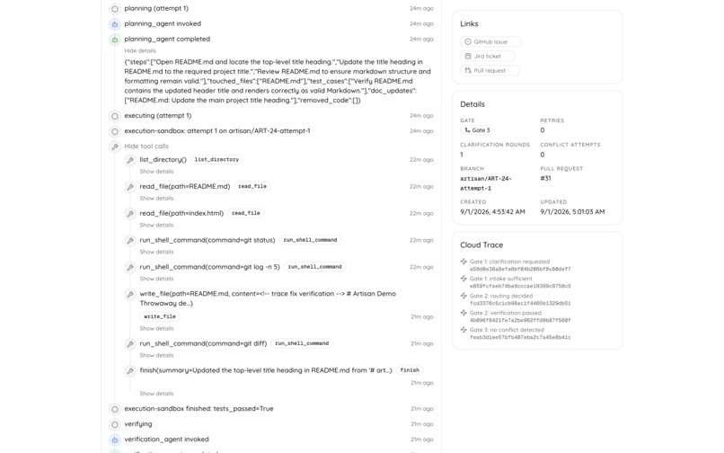 Artisan — Multi-Agent Software Engineering Lifecycle – screenshot 5