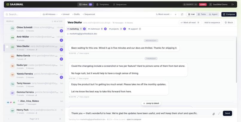 WebMCP on saasmail – screenshot 1