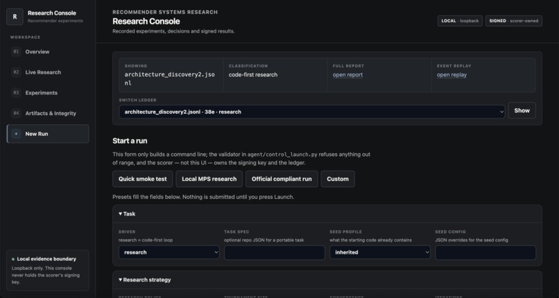 Autonomous Recommender Research Lab – screenshot 5
