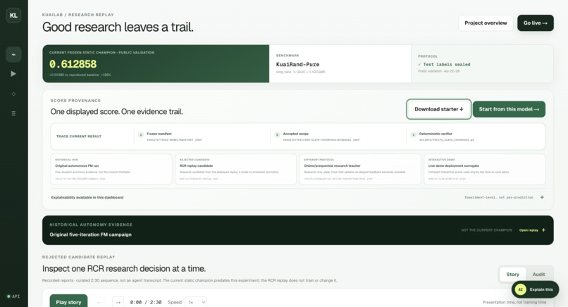 KuaiLab: Autonomous RecSys R&D – screenshot 1