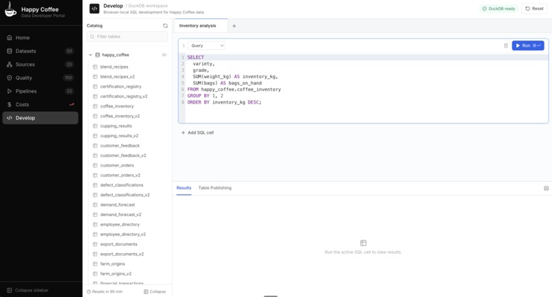 Happy Coffee: The Agent-Native Data Developer Portal – screenshot 3