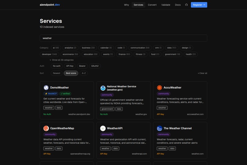 AIEndpoint - Service Discovery for the Agentic Web – screenshot 4