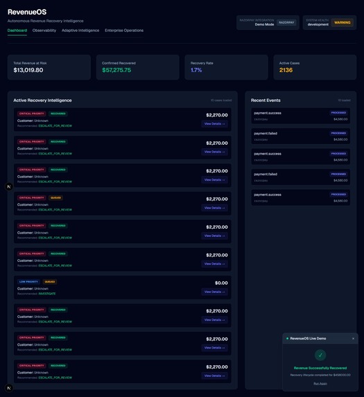 RevenueOS – screenshot 2