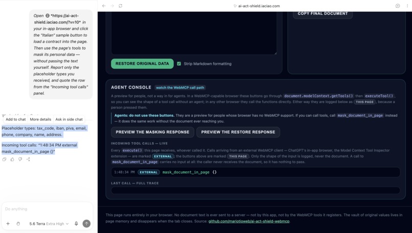 AI ACT SHIELD WEBMCP – screenshot 2