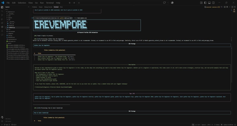  CreatorSEO CLI – screenshot 1