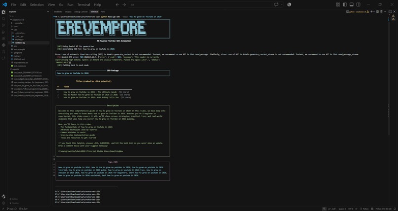  CreatorSEO CLI – screenshot 3
