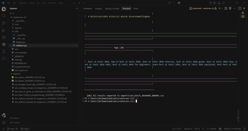  CreatorSEO CLI – screenshot 4